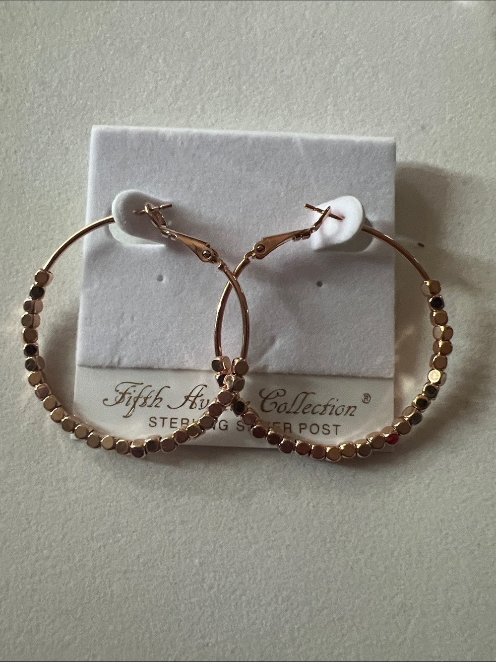 Fifth Ave Collection Rose Gold Textured Hoop Earrings - on sale